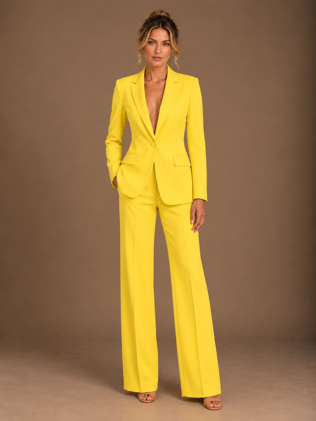 Women's Tailored Blazer & Wide-Leg Trouser Set