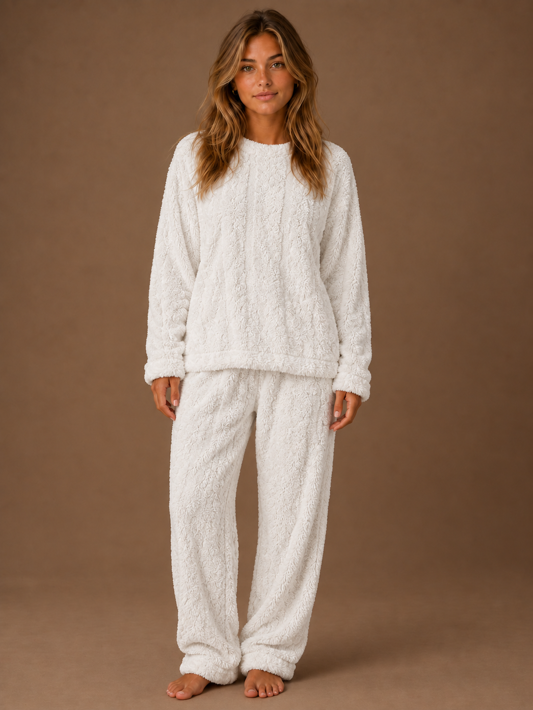 Women's Flannel Pyjama Set with Long Sleeve Top and Matching Trousers
