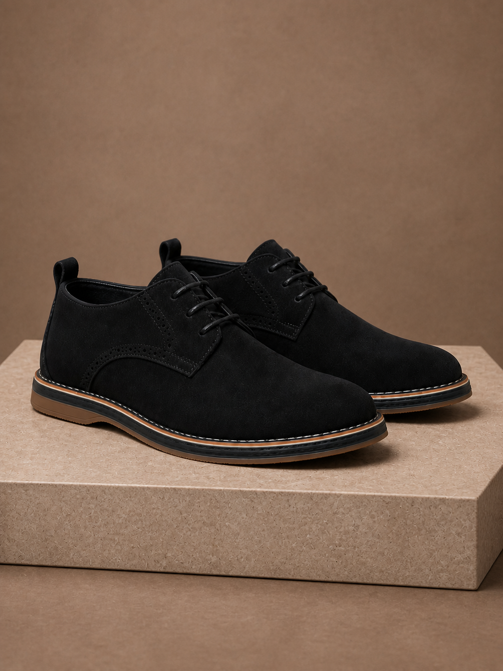 Men's Derby Dress Shoes Lace-Up Open-Lacing Formal Business Shoes - Black