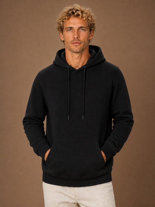 Men's Pullover Hoodie Long Sleeve Sweatshirt - Black