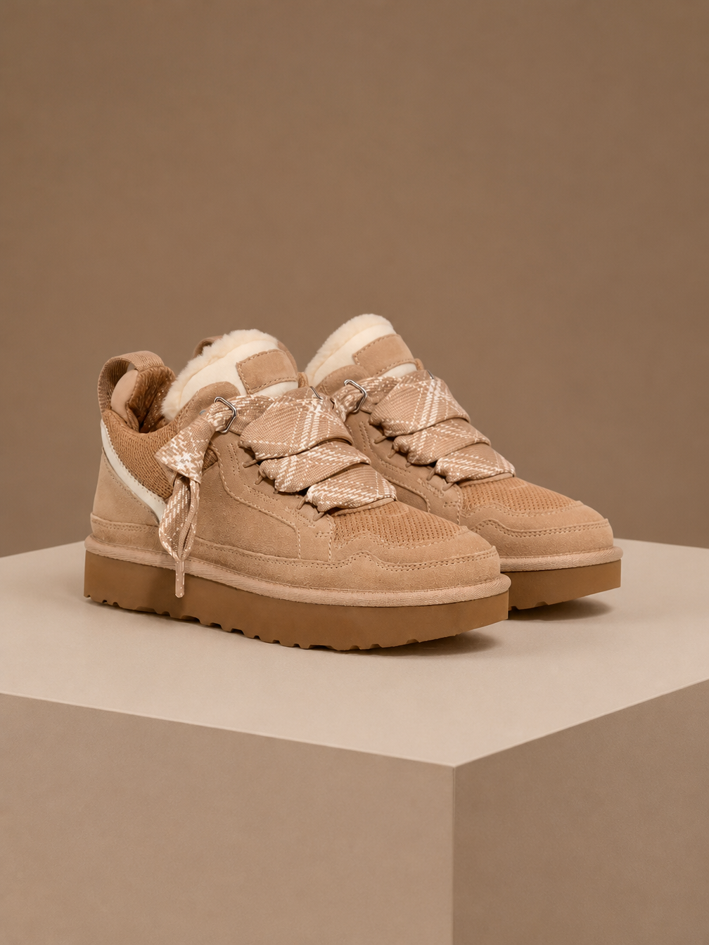 Women's Suede Winter Boots with Faux Fur Lining, Warm Sand Cold Weather Boots - Sand