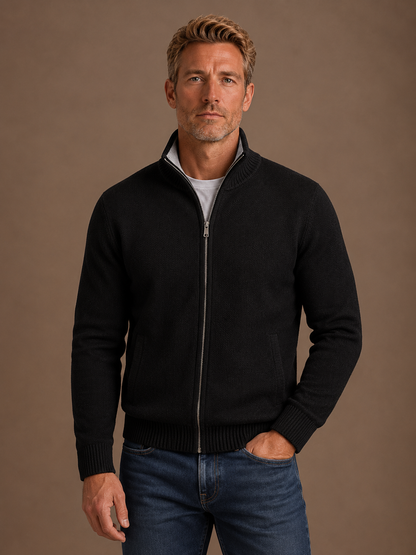 Men’s Classic Zip-Up Cardigan Sweater Timeless Knit Jacket for Smart Casual Wear