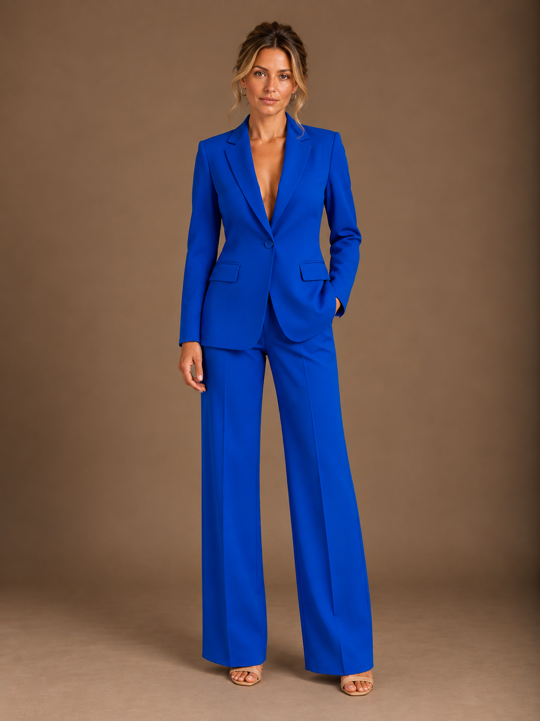 Women's Tailored Blazer & Wide-Leg Trouser Set
