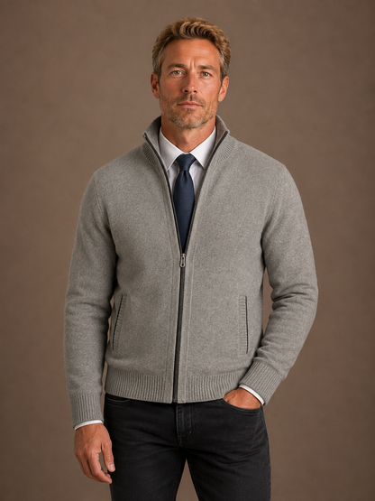 Men’s Classic Zip-Up Cardigan Sweater Timeless Knit Jacket for Smart Casual Wear