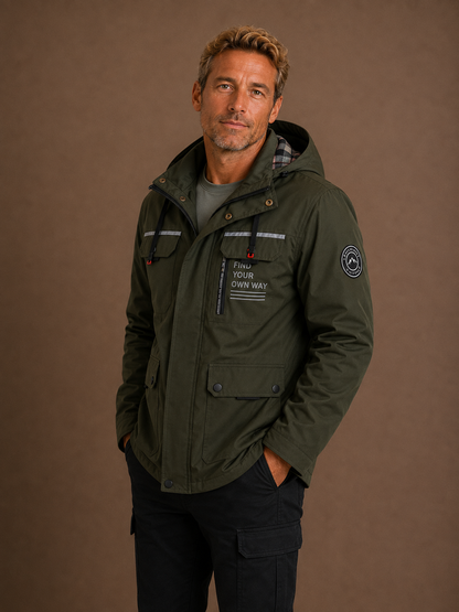 Men's Waterproof Rain Jacket Weatherproof Coat with Utility Pockets
