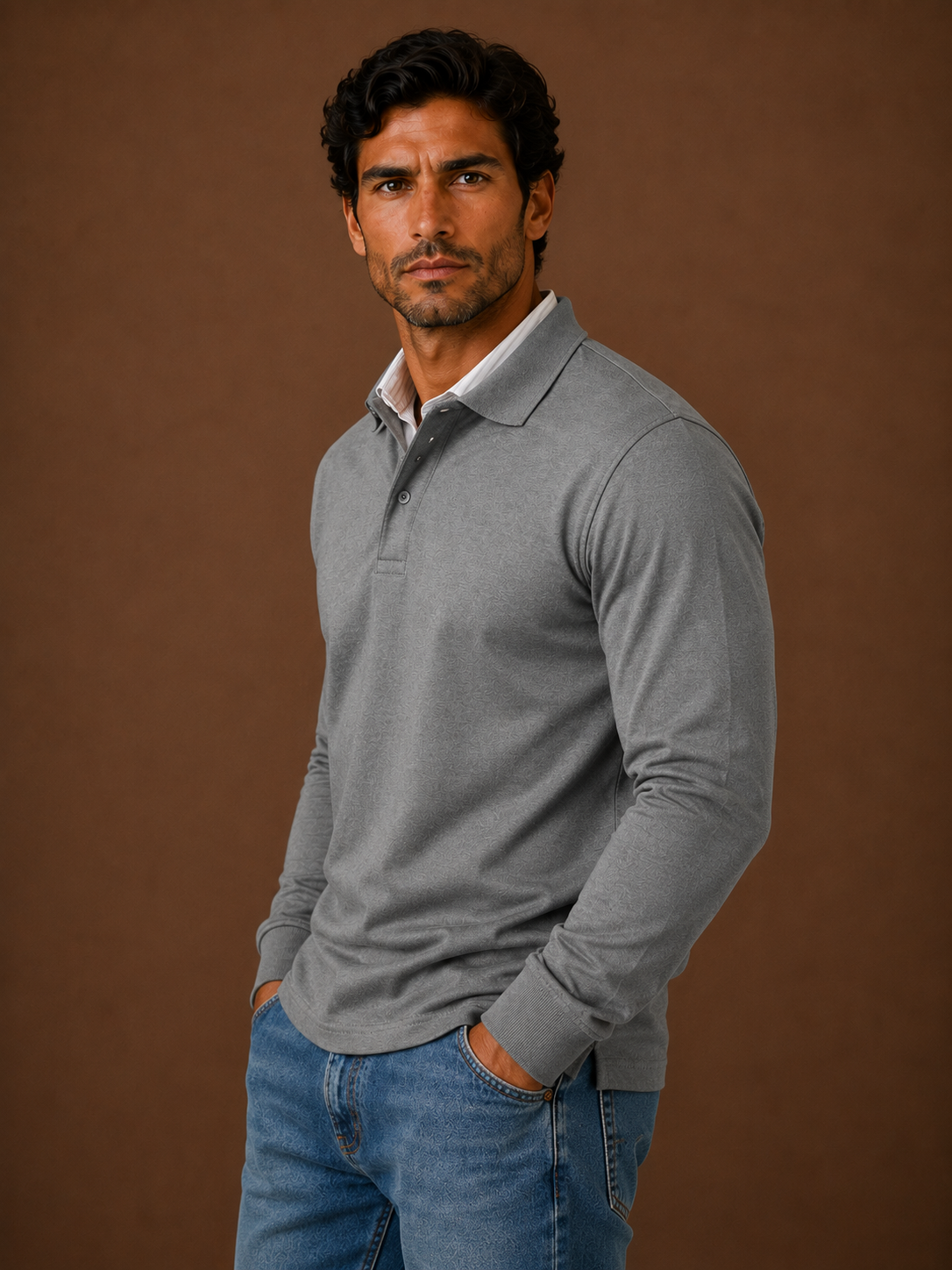 Men's Polo Shirt Wilson - Tailored Classic Long Sleeve