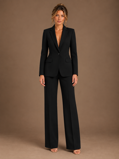 Women's Tailored Blazer & Wide-Leg Trouser Set