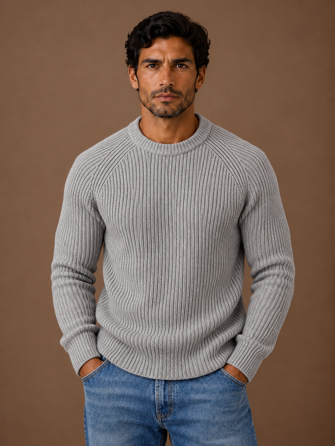 Men's Heavyweight Cotton Fisherman Rib Knit Sweater