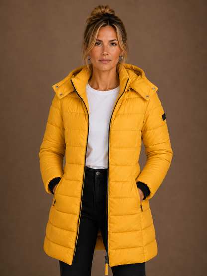 Women's Puffer Jacket Hooded Quilted Padded Coat for Winter Wear