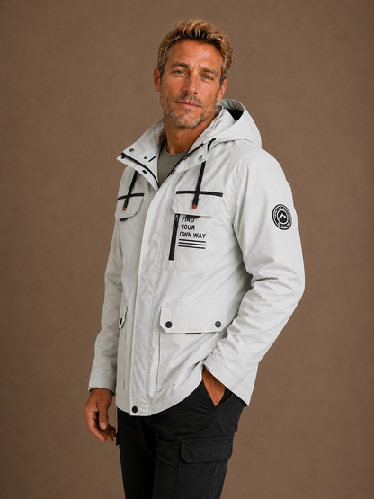 Men's Waterproof Rain Jacket Weatherproof Coat with Utility Pockets