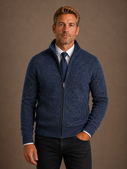 Men’s Classic Zip-Up Cardigan Sweater Timeless Knit Jacket for Smart Casual Wear