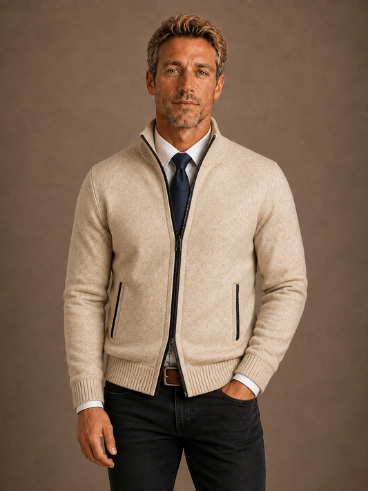 Men’s Classic Zip-Up Cardigan Sweater Timeless Knit Jacket for Smart Casual Wear