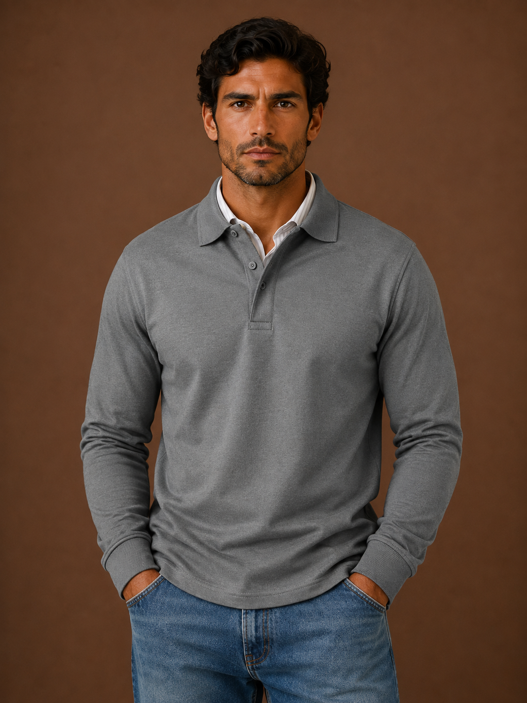 Men's Polo Shirt Wilson - Tailored Classic Long Sleeve