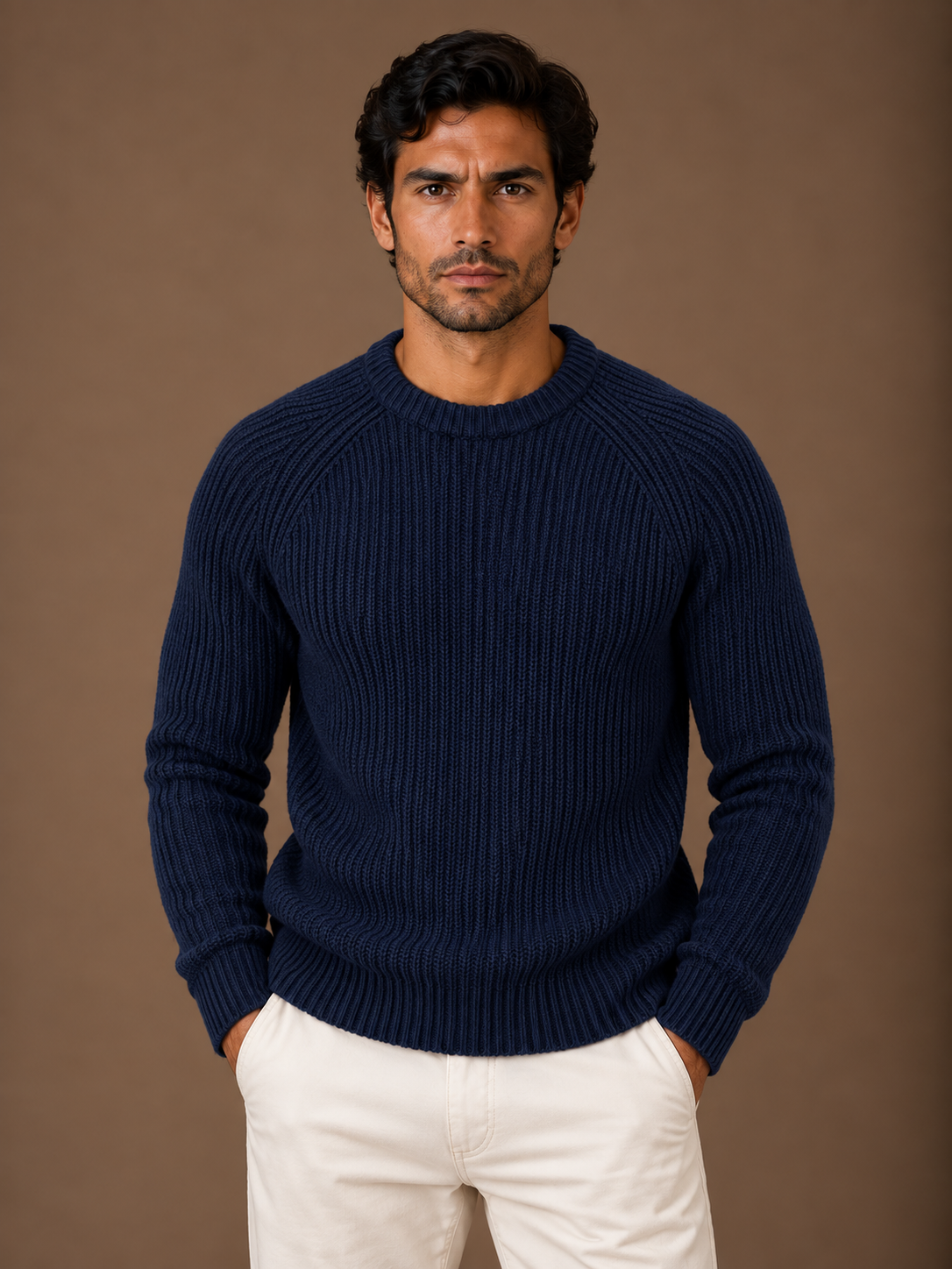 Men's Heavyweight Cotton Fisherman Rib Knit Sweater