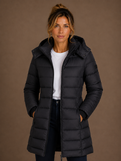 Women's Puffer Jacket Hooded Quilted Padded Coat for Winter Wear