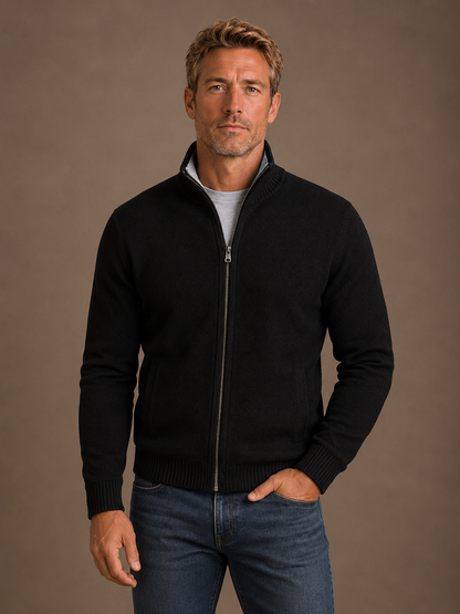 Men’s Classic Zip-Up Cardigan Sweater Timeless Knit Jacket for Smart Casual Wear
