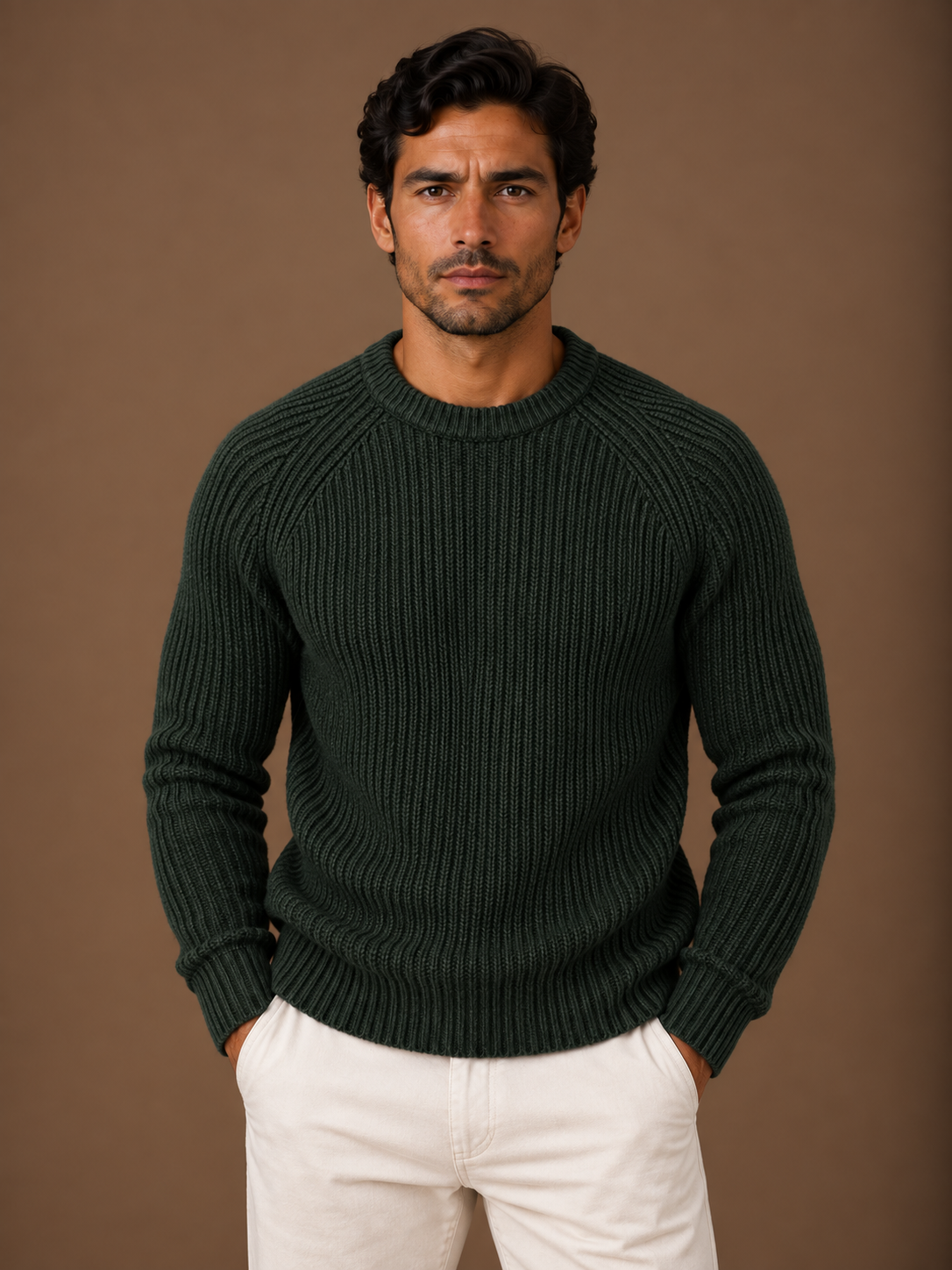 Men's Heavyweight Cotton Fisherman Rib Knit Sweater