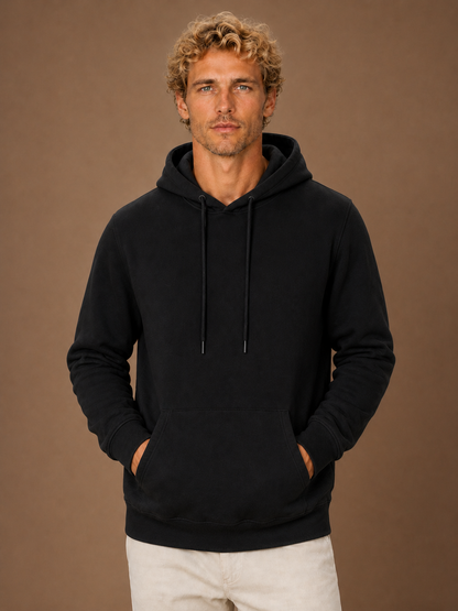 Men's Pullover Hoodie Long Sleeve Sweatshirt - Black