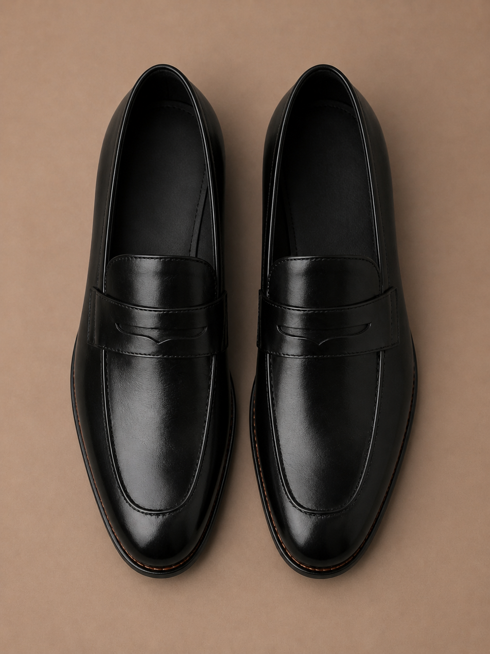 Men's Leather Loafers Square Toe Dress Shoes - Black or Brown - Black - Top View [AI-OPT:8678014c-7164-40dd-bdf6-1aad13ecd3b3]