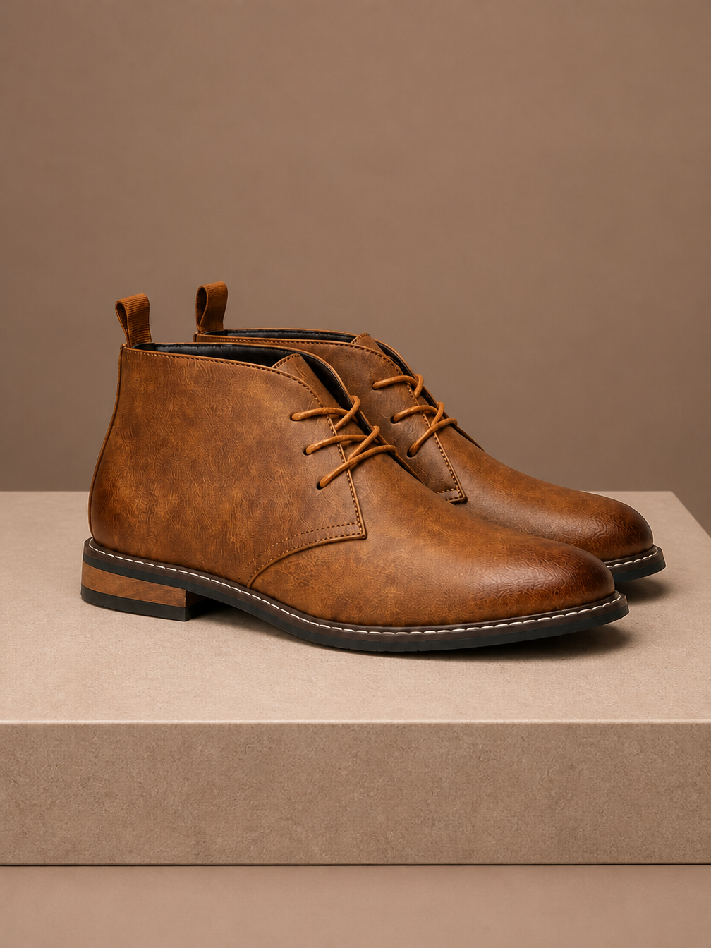 Men's Leather Chukka Boots Lace-Up Ankle Boots for Casual and Smart Wear - Brown