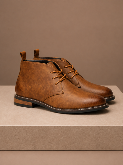 Men's Leather Chukka Boots Lace-Up Ankle Boots for Casual and Smart Wear - Brown