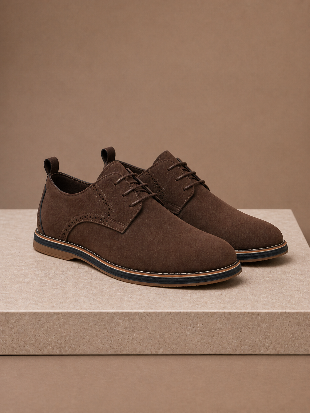 Men's Derby Dress Shoes Lace-Up Open-Lacing Formal Business Shoes - Brown