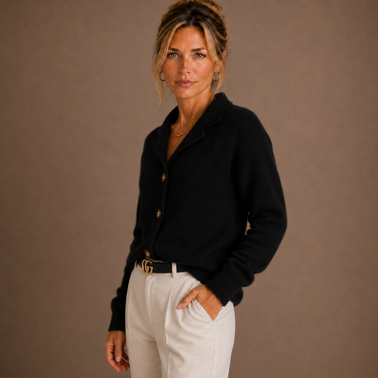 Women’s Thick Cashmere Cardigan – Button-Up Autumn Winter Sweater
