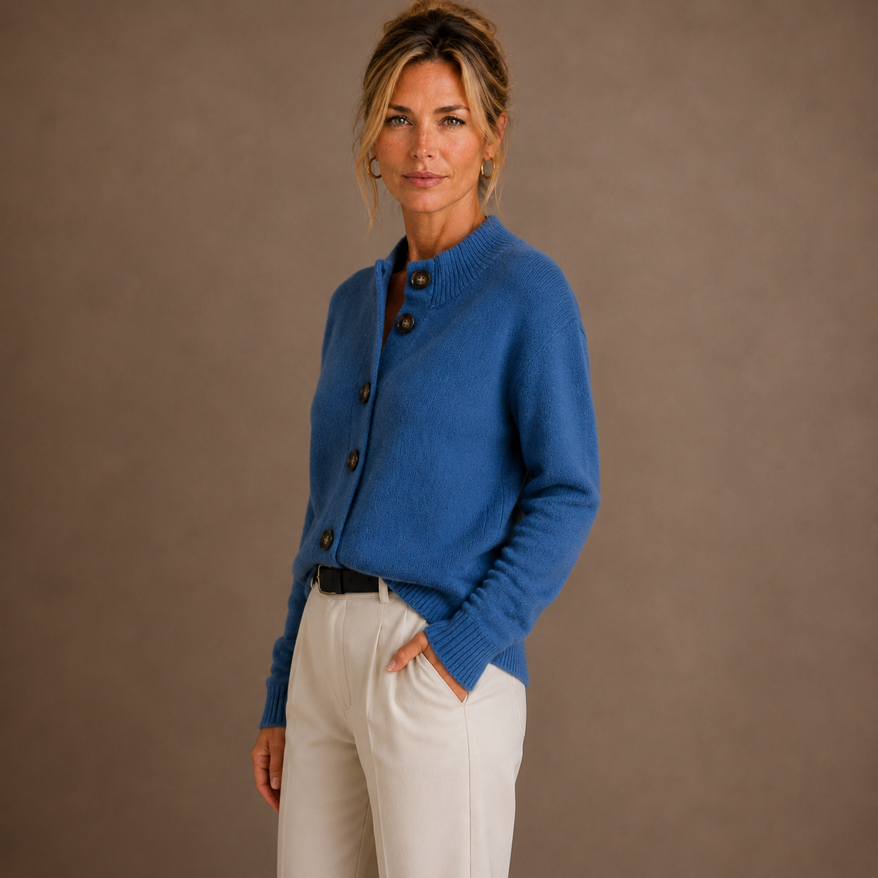 Women’s Thick Cashmere Cardigan – Button-Up Autumn Winter Sweater