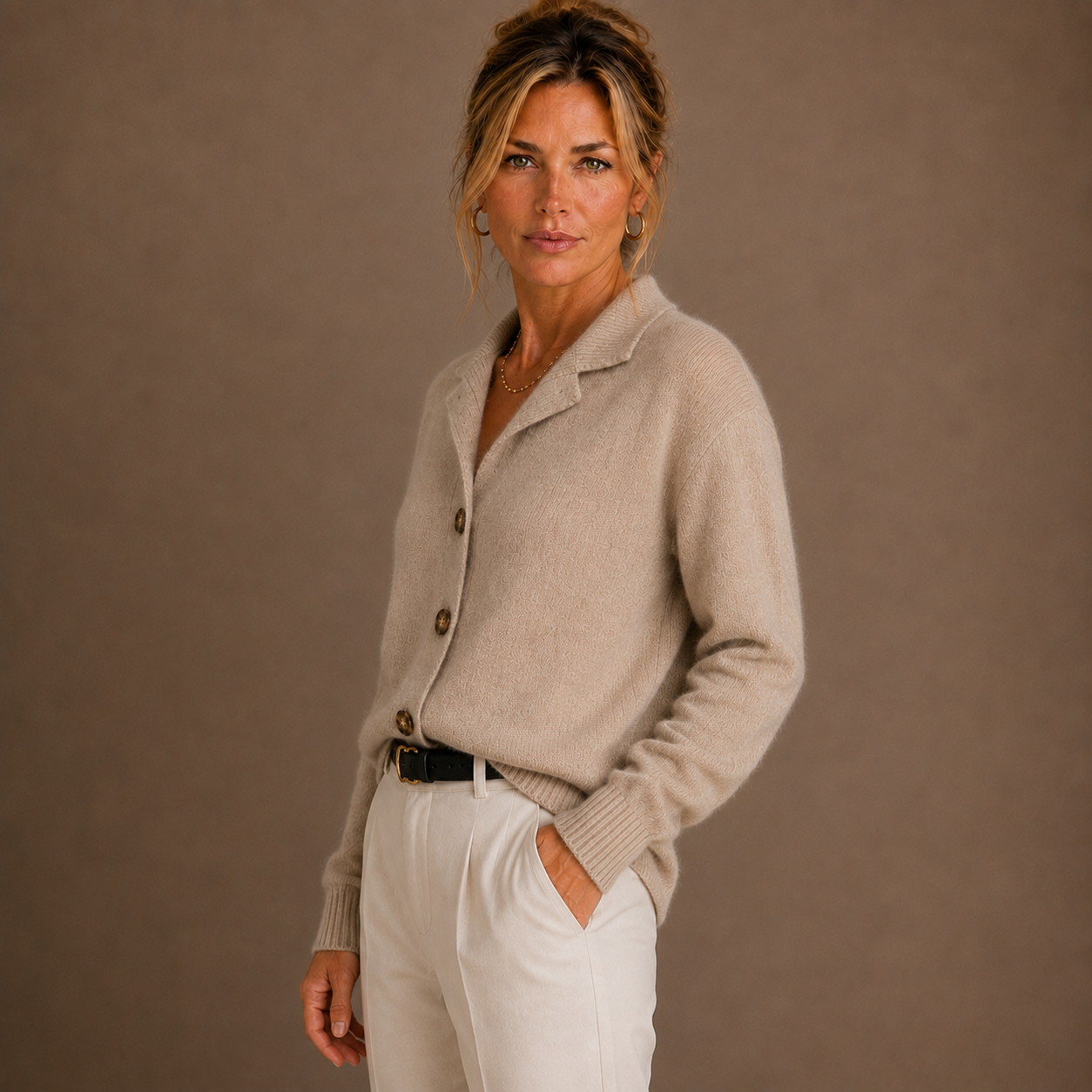 Women’s Thick Cashmere Cardigan – Button-Up Autumn Winter Sweater