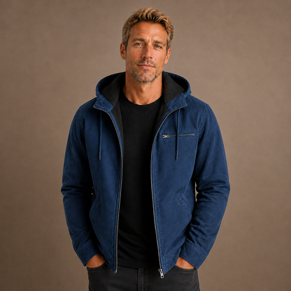 Men's Fleece Lined Hooded Zip Up Jacket for Cold Weather