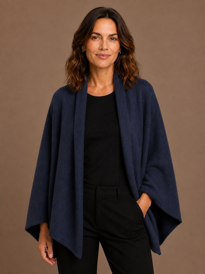 Women's Wool Cashmere-Look Shawl Scarf Cape - Dusk