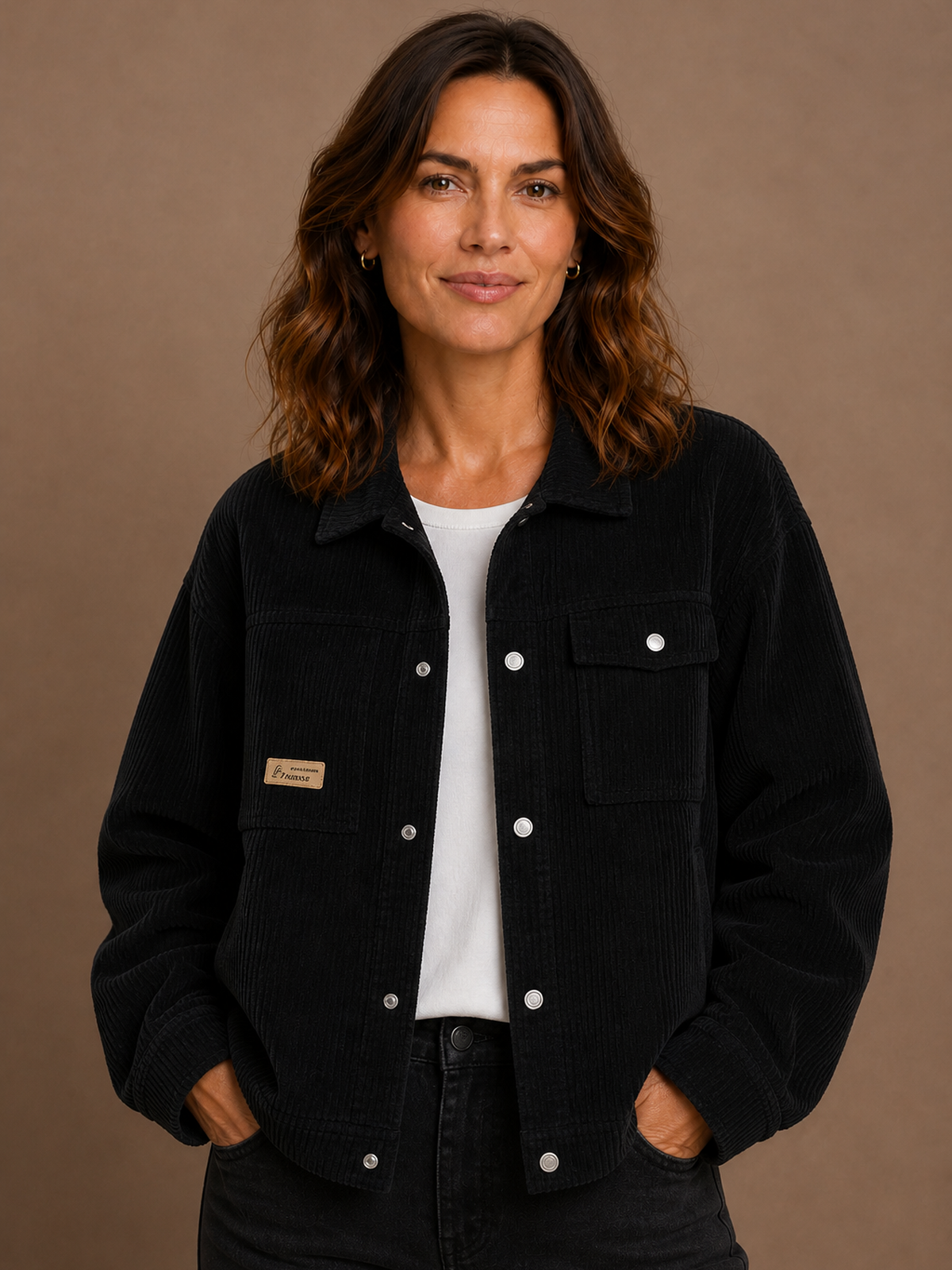 Black corduroy jacket front view