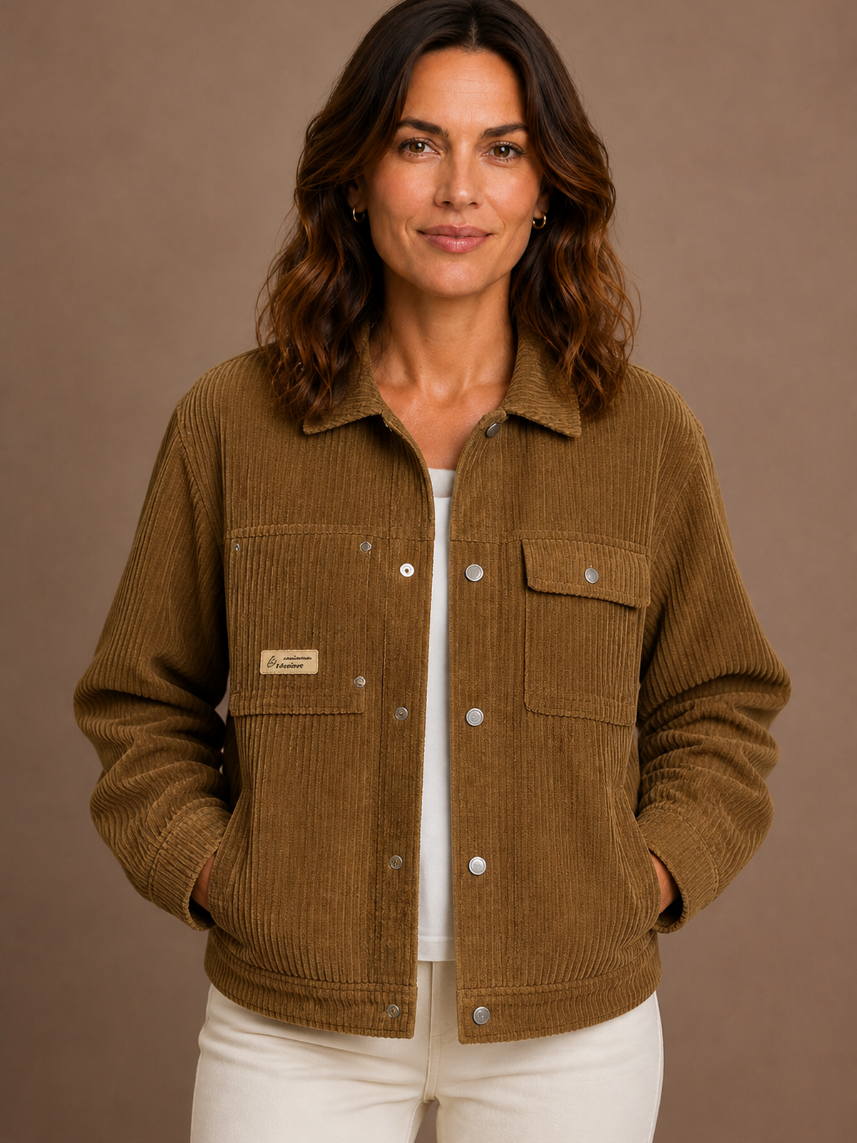 Khaki corduroy jacket front view