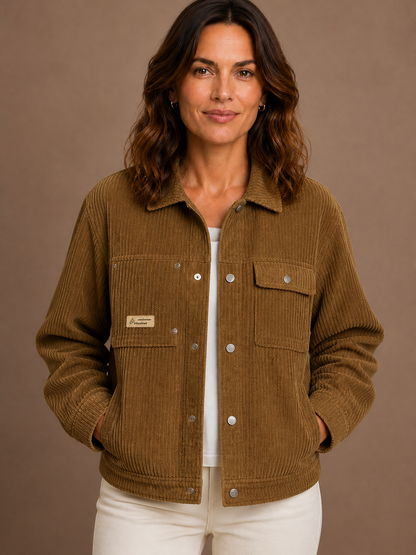 Khaki corduroy jacket front view