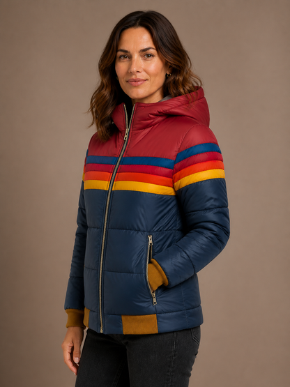 Women's Plush Hooded Coat - Navy, AI side