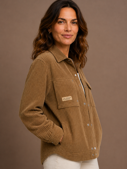 Khaki corduroy jacket side view