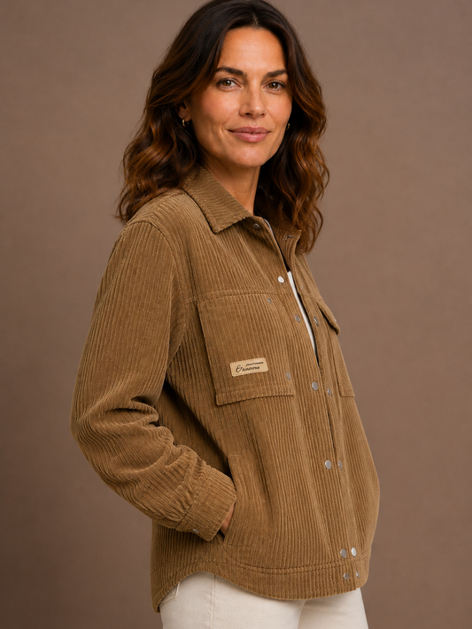Khaki corduroy jacket side view