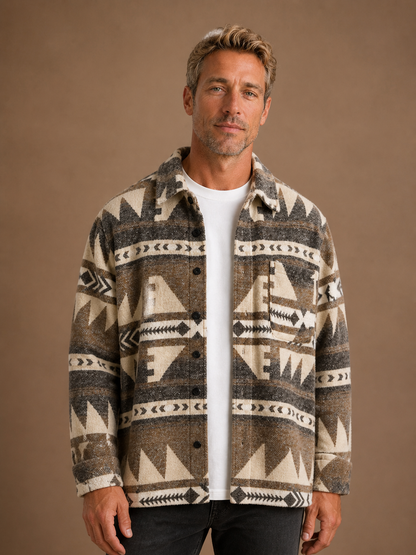 Men Classic Wool Jacket - Light Brown, AI front