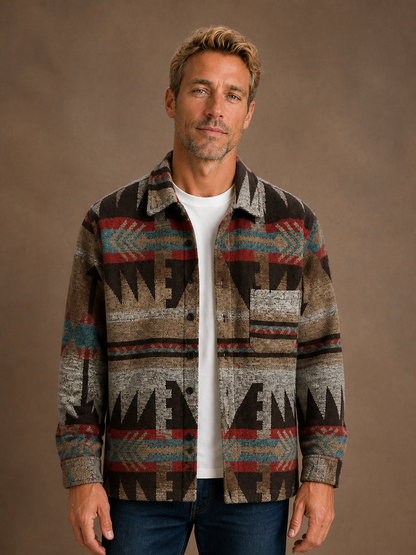 Men Classic Wool Jacket - Dark Brown, AI front