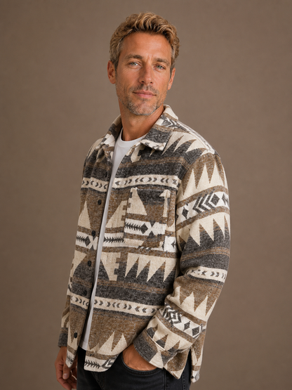 Men Classic Wool Jacket - Light Brown, AI side