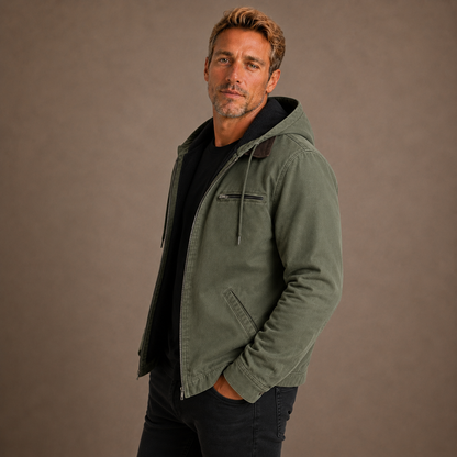 Men's Fleece Lined Hooded Zip Up Jacket for Cold Weather