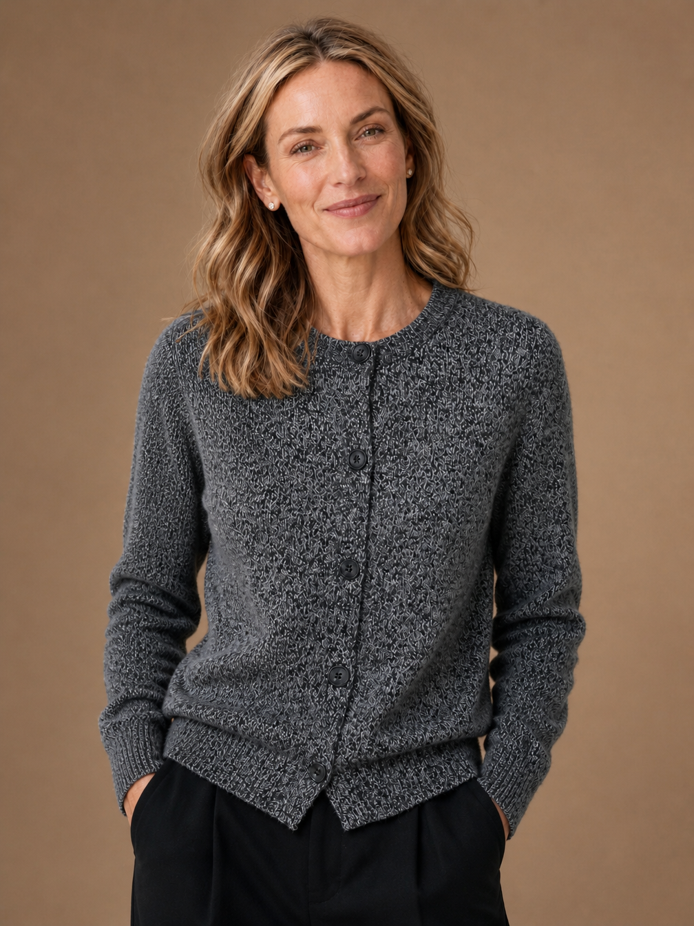 Women’s Chunky Knit Cardigan - Button Front Soft Sweater - Gray