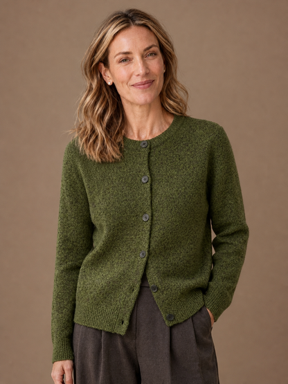 Women’s Chunky Knit Cardigan - Button Front Soft Sweater - Green