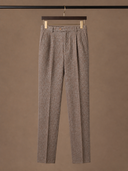 Men’s Tailored Fit Wool Trousers - Slim Fit Knit Pants for Casual Wear and Office - Khaki - Hanger View [AI-OPT:6831291f-b446-4cef-a5d1-7b09f0fa142a]