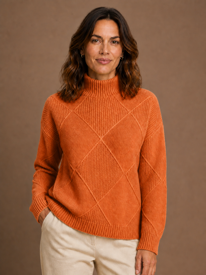 Women's Wool Turtleneck Jumper – Warm Winter Knit - Oranje