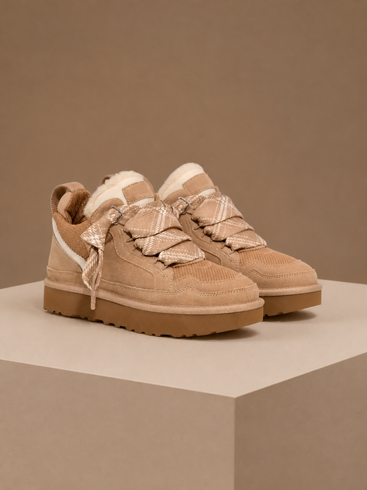 Women's Suede Winter Boots with Faux Fur Lining, Warm Sand Cold Weather Boots - Sand