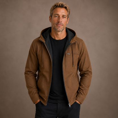 Men's Fleece Lined Hooded Zip Up Jacket for Cold Weather